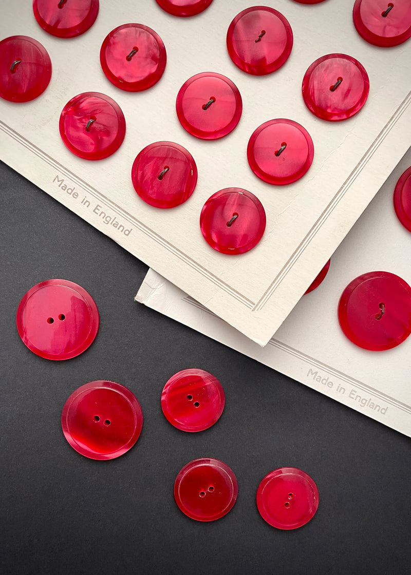 Vintage Buttons. Latest Ruby Red. 20mm or 24mm