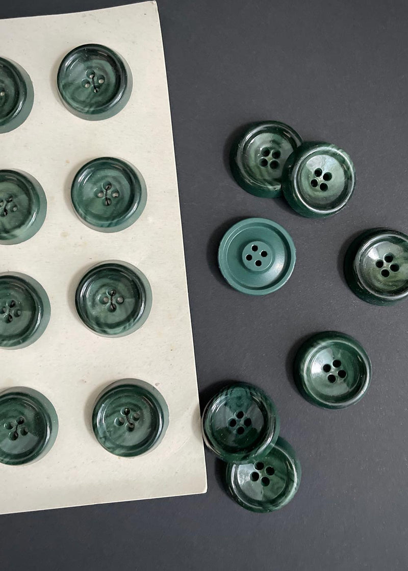 Vintage Coat Buttons. Smokey Green 27mm