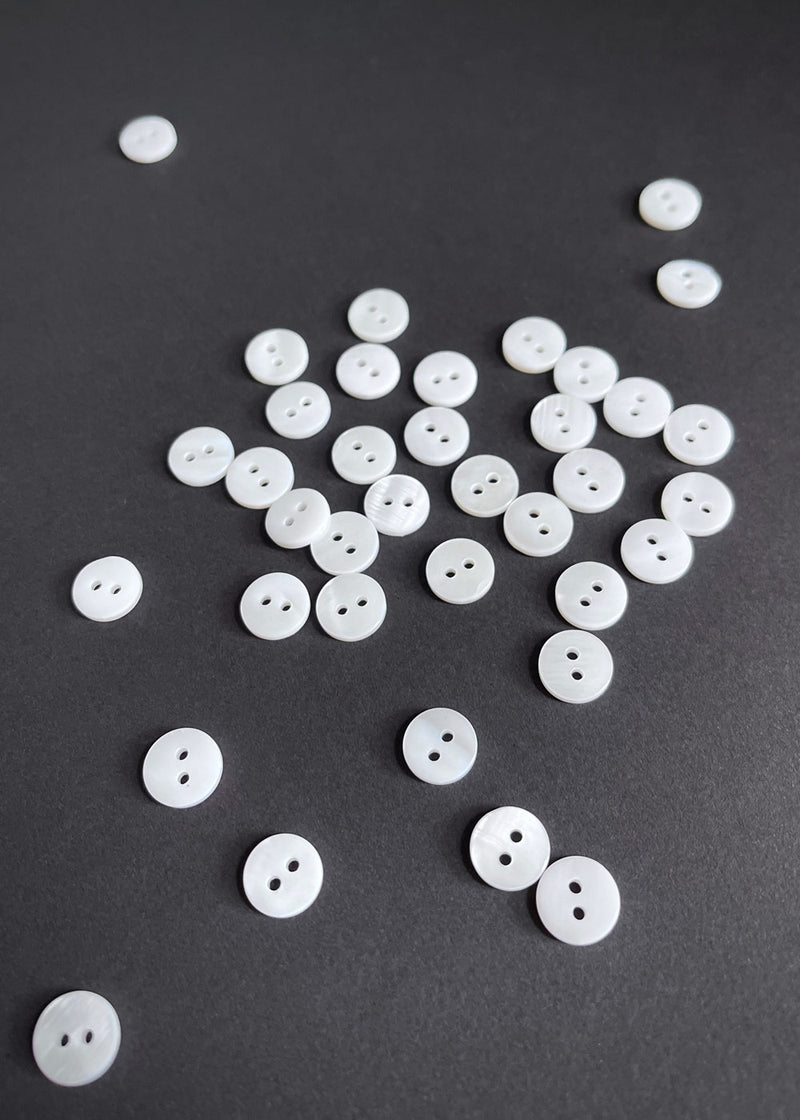 White Shell Buttons, 10mm