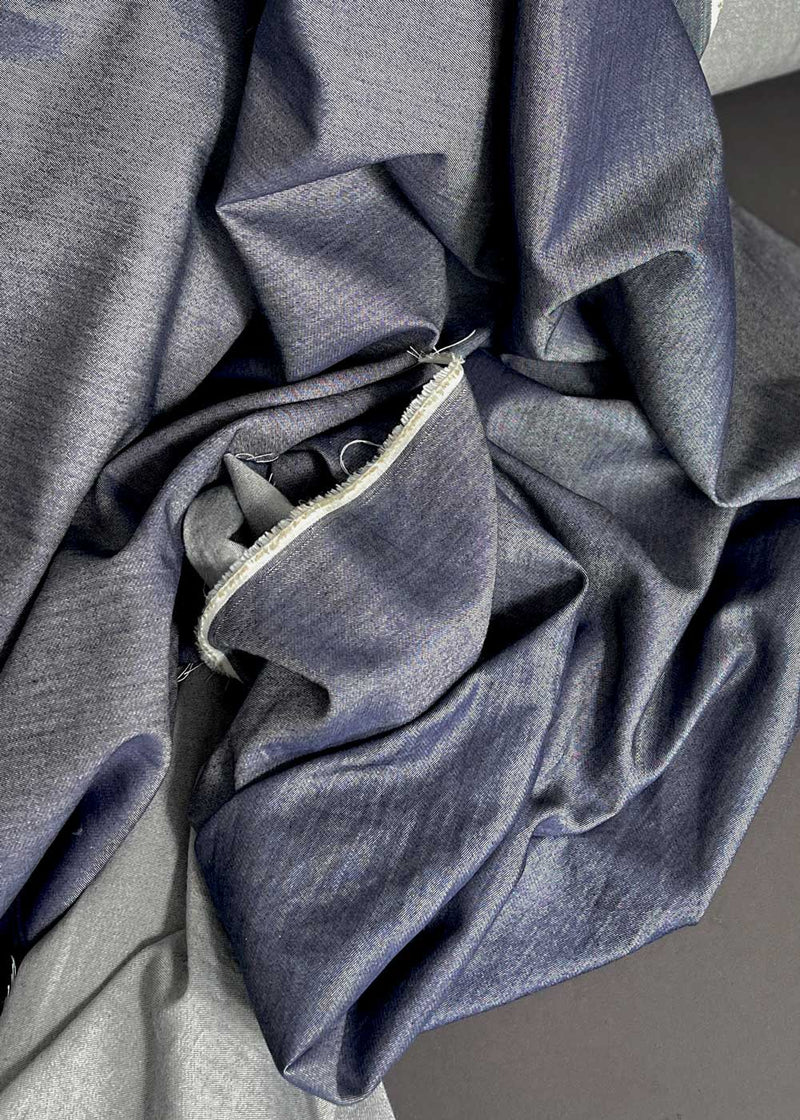 Wool Cotton Blend Chambray Fabric