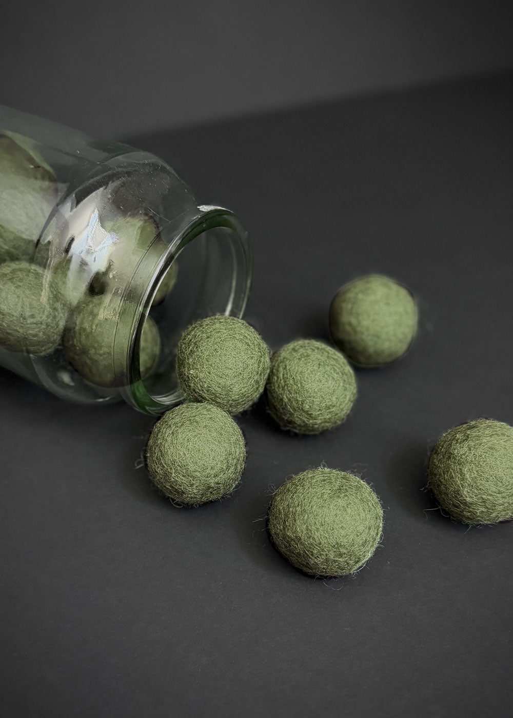 Pure Wool Felt Ball. Fern Green
