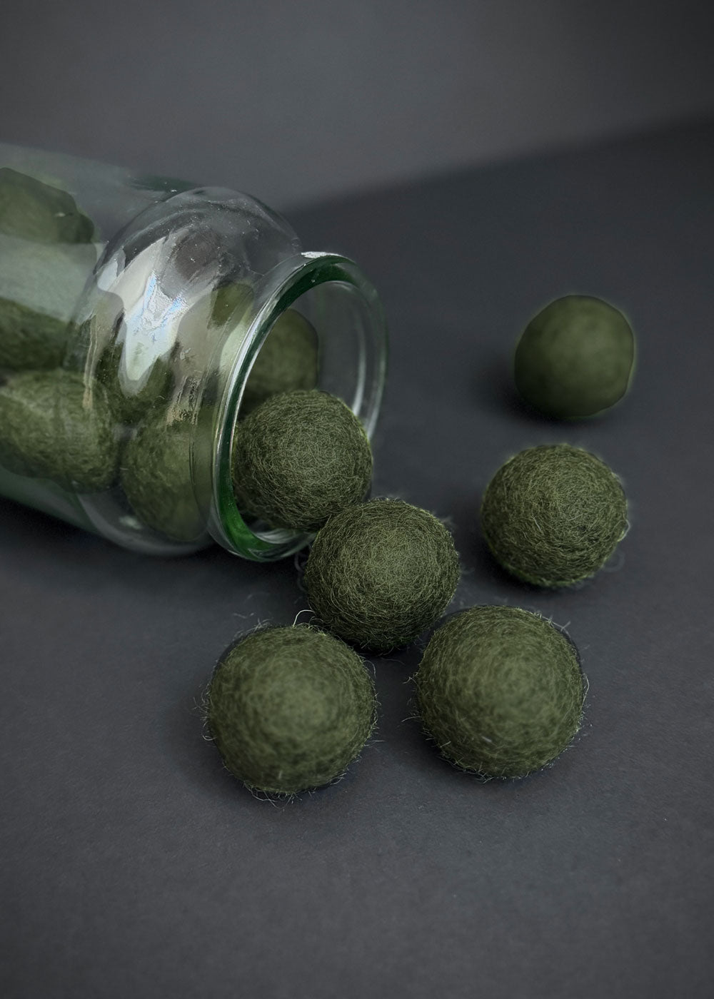 Pure Wool Felt Ball. Olive Green
