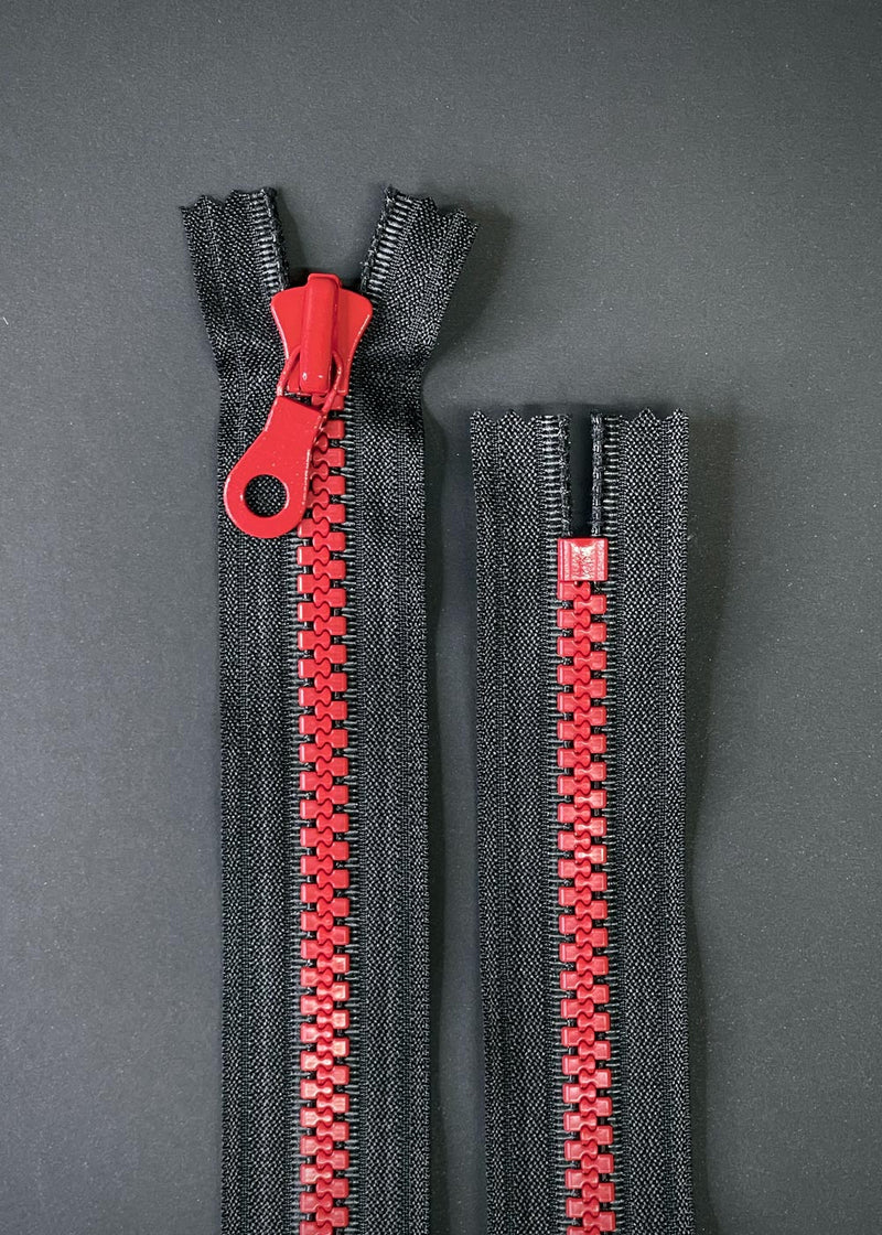 YKK Jumbo Vislon Zip, Black with Red