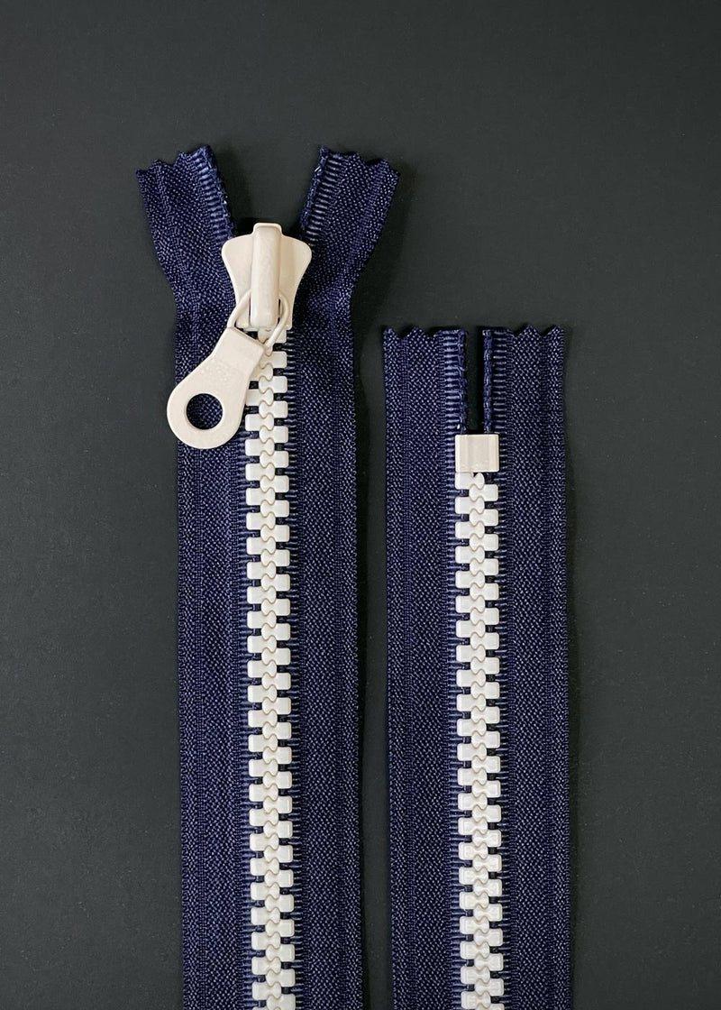 YKK Jumbo Vislon Zip, Navy with White