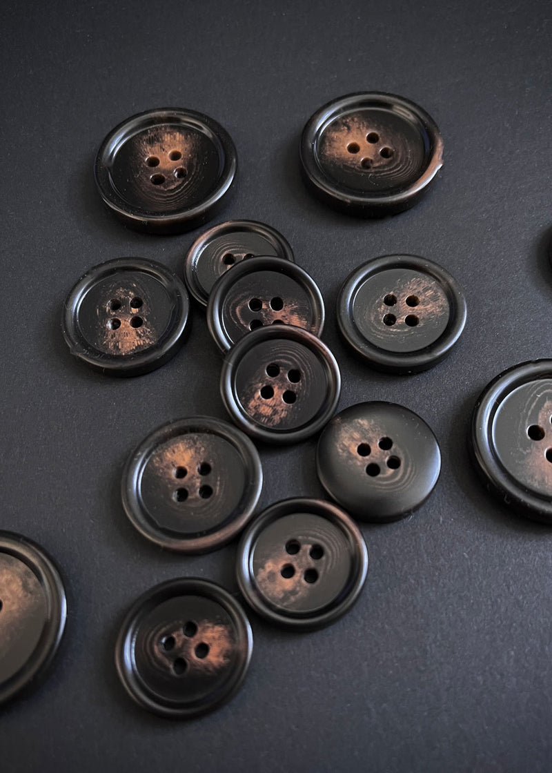 Tortoise Shell Buttons, Dark Brown - various sizes