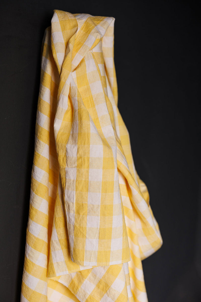 Garden Party Laundered Linen Cotton. Daffodil Yellow