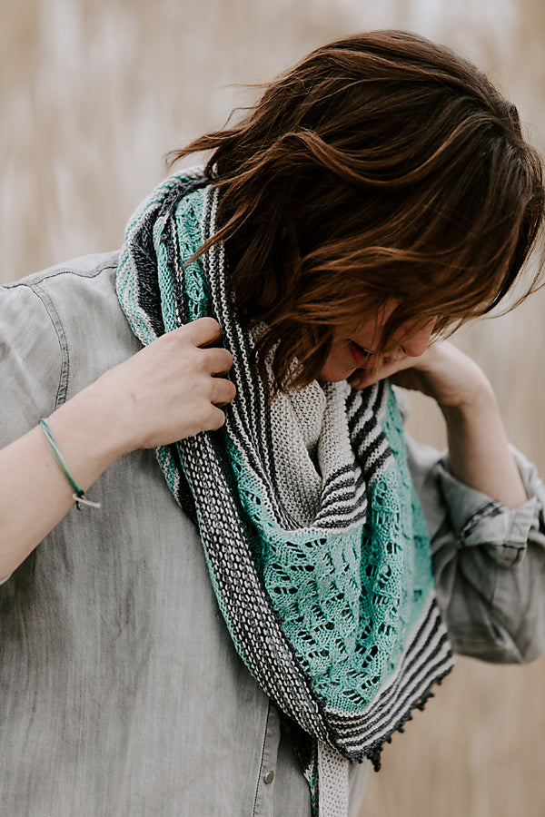 Headwaters Shawl, Knitterella. Print Knitting Pattern