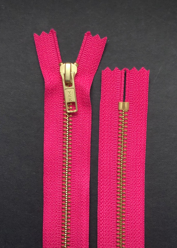 YKK #5  Brass Zip, Hot Pink