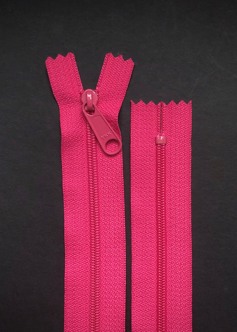 YKK Long Pull Closed End Zip, Hot Pink
