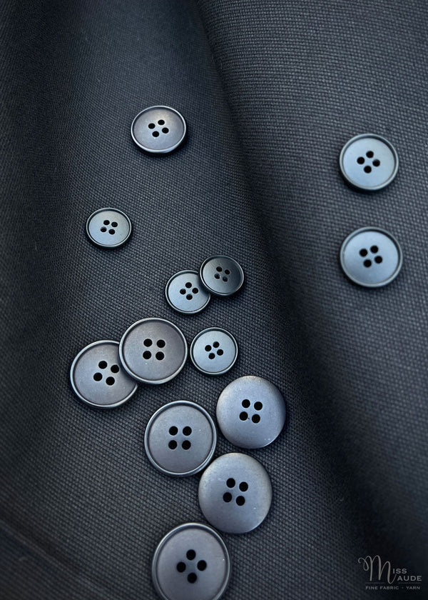 Black Simple Rimmed Buttons 15mm, 20mm
