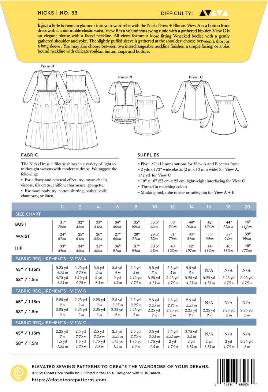 Closet Core Patterns Nicks Dress &amp; Top
