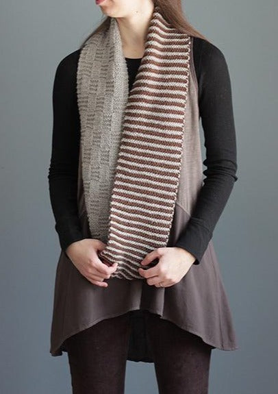 Stripe & Basket Cowl, Elizabeth Smith Knits. Print Knitting Pattern