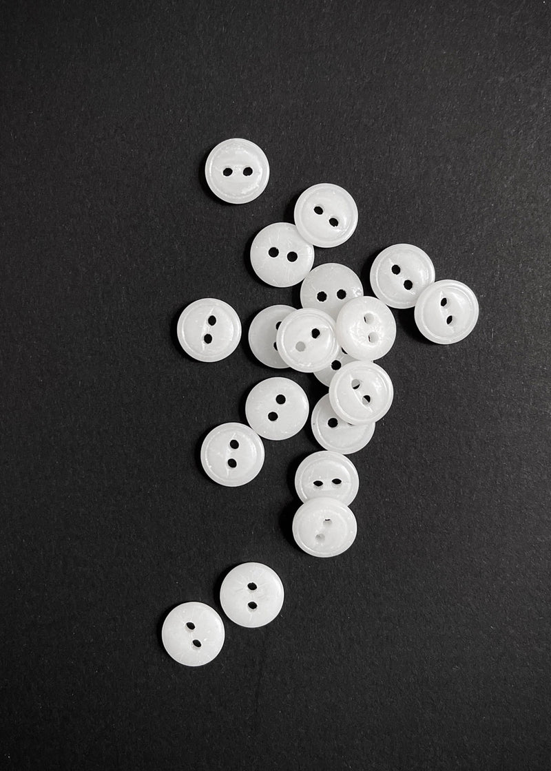 Vintage Glass Buttons. White. 12mm