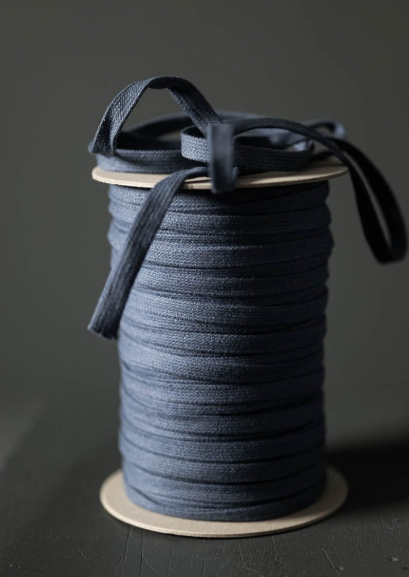 Recycled Cotton 10mm Drawstring. Mid Blue