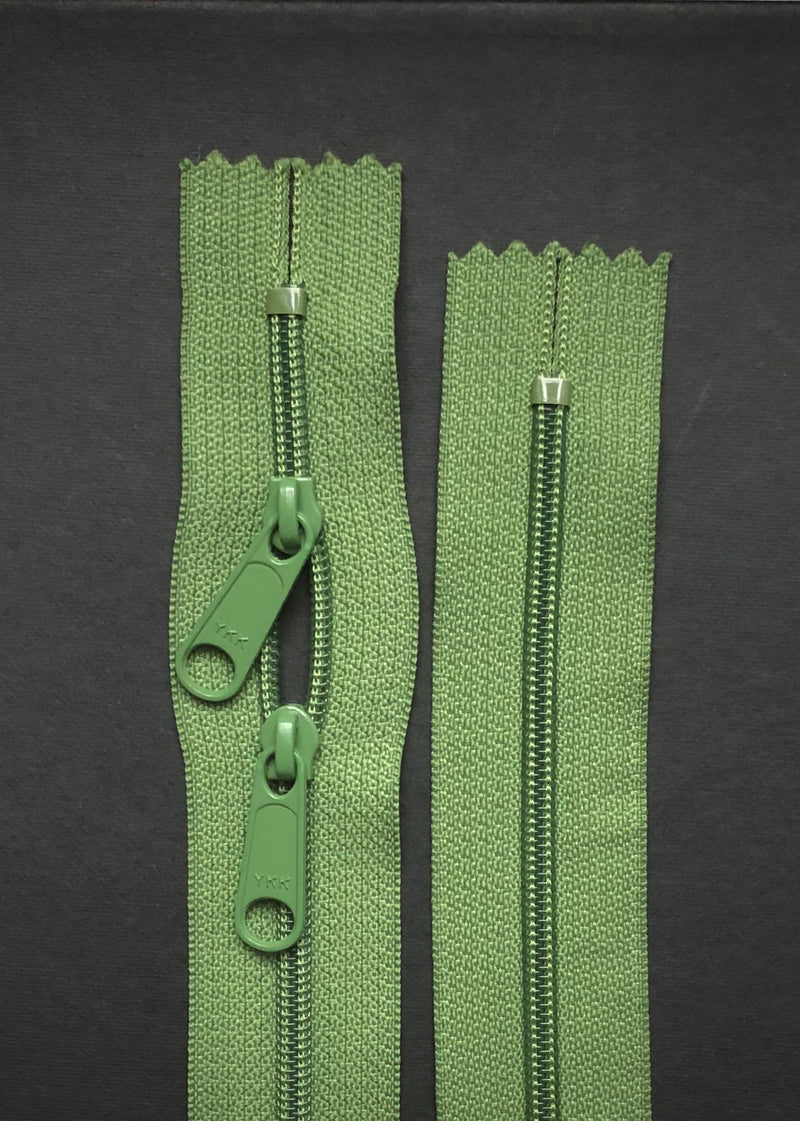 YKK Nylon Zip with Double Long Pull, Moss Green