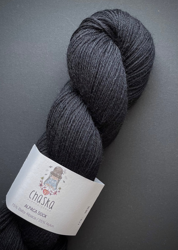 Chaska. Baby Alpaca Sock 4ply, Black