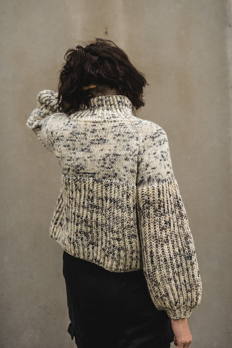 White Sheep Sweater, Ruke Knit. Print Knitting Pattern