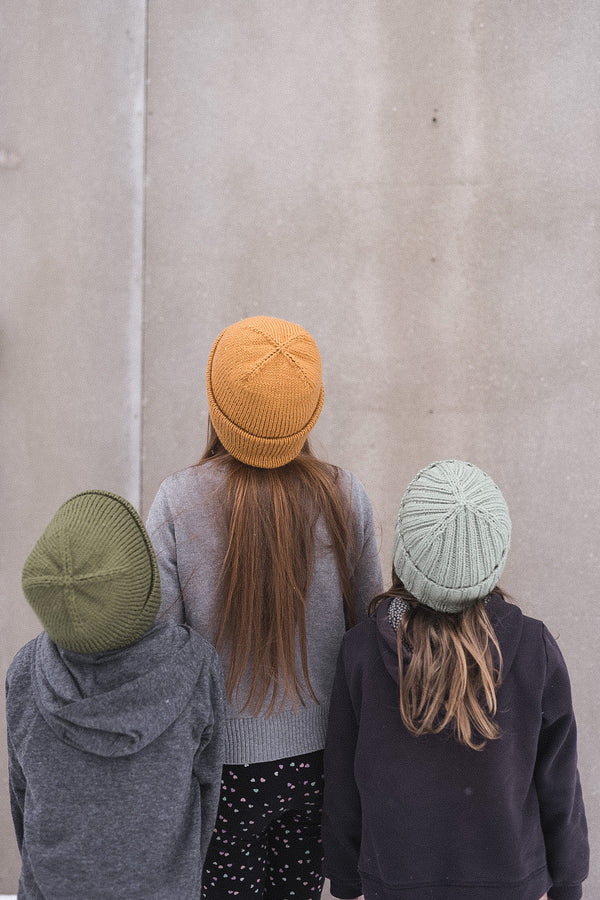 Set of Three Hats, Ruke Knit. Print Knitting Pattern