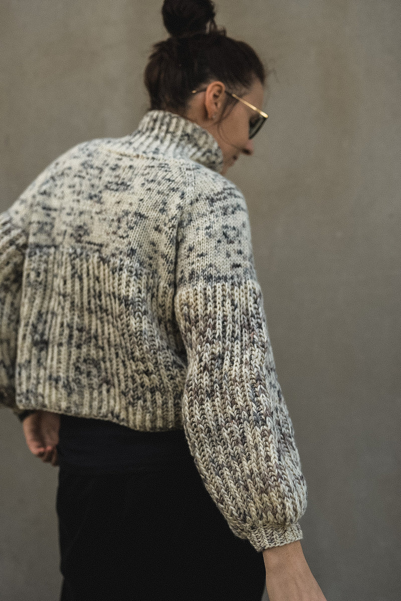 White Sheep Sweater, Ruke Knit. Print Knitting Pattern