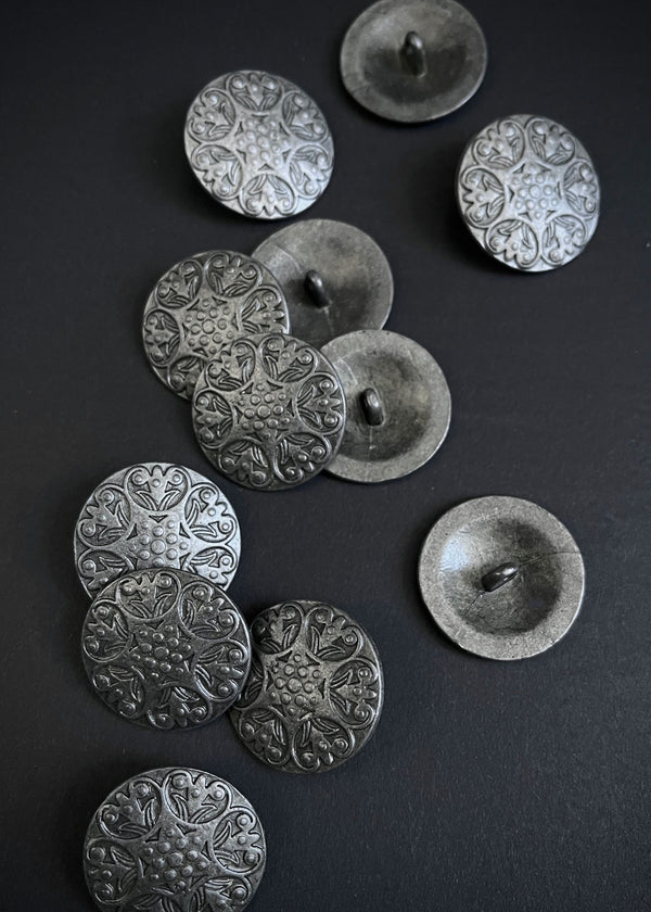 Manor Metal Buttons -  Antique Pewter 25mm