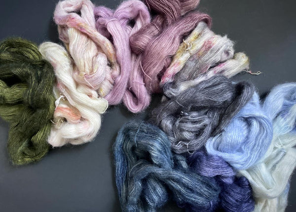 Prosper Yarn. Mint Mohair Silk Lace, Aster
