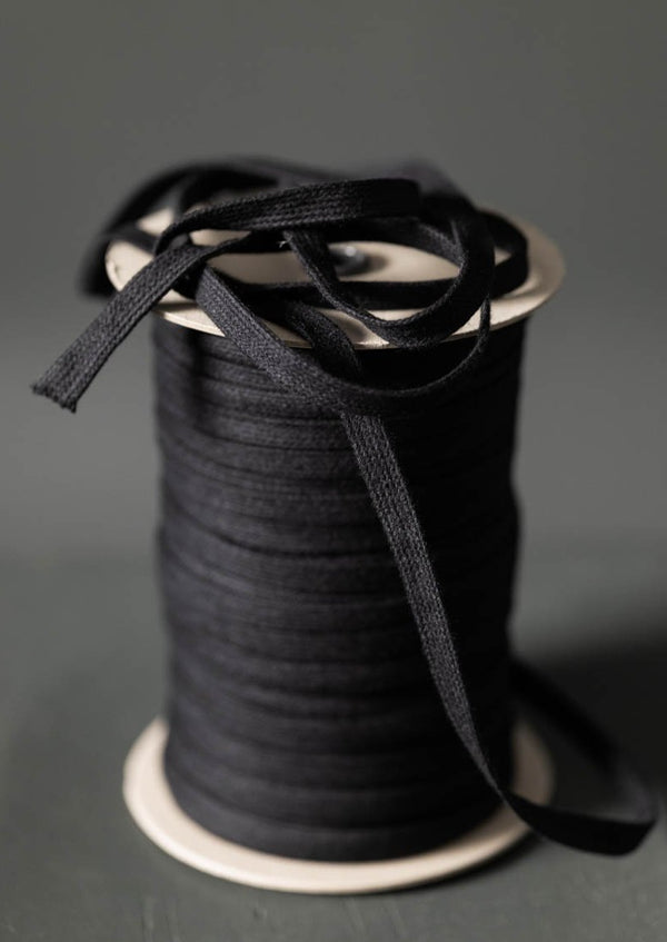 Recycled Cotton 10mm Drawstring. Black