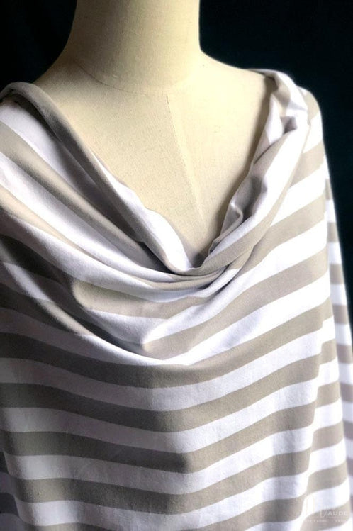 Torpedo Stripe Jersey Knit - Silver and White