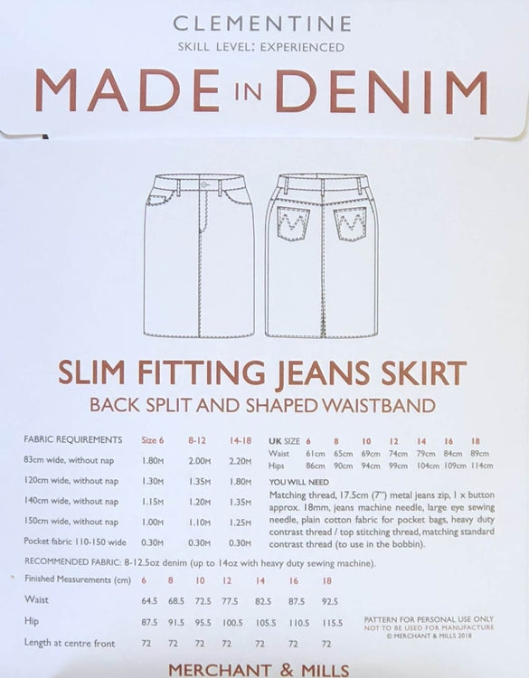 Merchant & Mills Clementine Denim Skirt