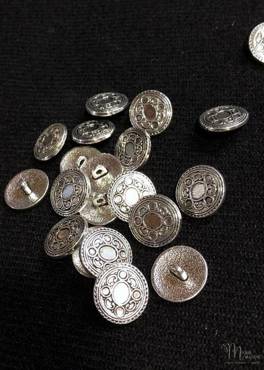 Metal Buttons - Antiqued Etched Silver 17mm