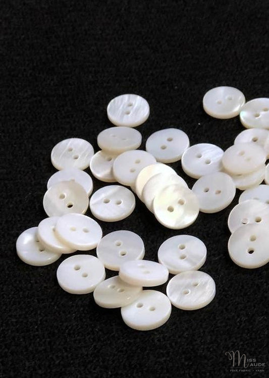 Shell Buttons, White. 11.5mm.  Set of 10