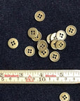 Metal Buttons - Antique Bronze Four Hole 13mm    Set of 10