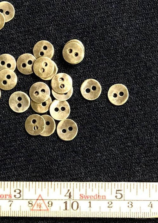 Metal Buttons - Antique Bronze Two Hole 11mm    Set of 10