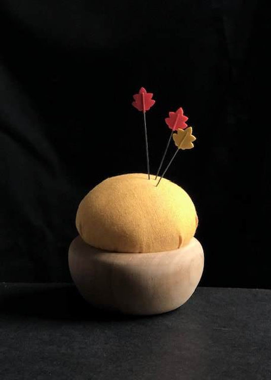 Tulip Cherry Wood Pin Cushion - Yellow. Nanohana-iro