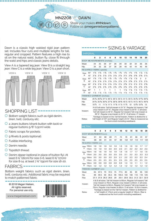 Megan Nielsen Dawn Jeans - 4 in 1!