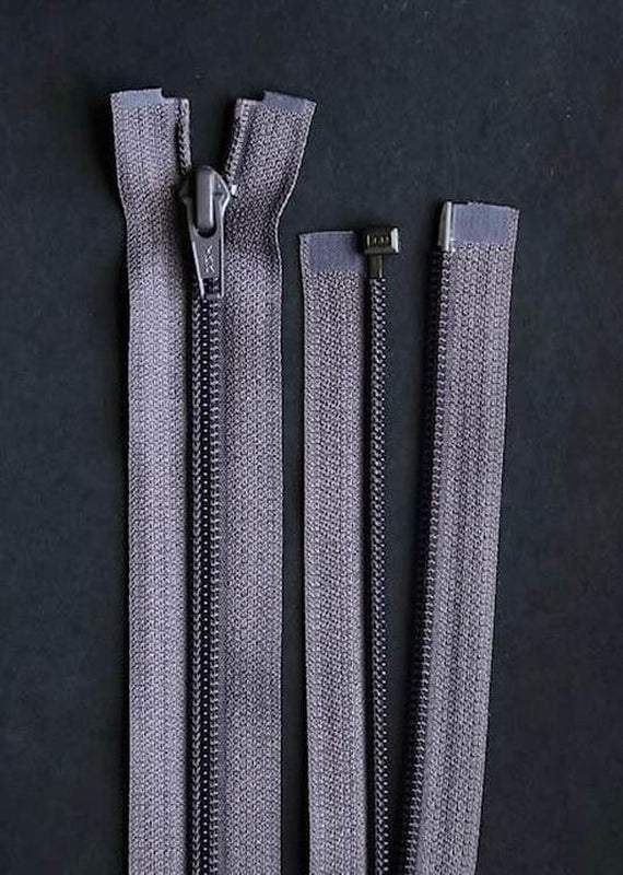 60cm YKK, Open Ended Zip.  Steel Grey