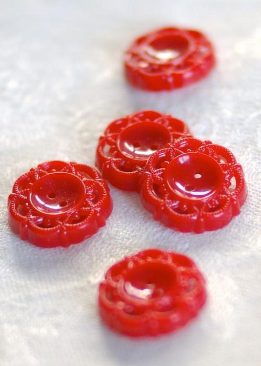 Vintage 1950's Buttons - Red