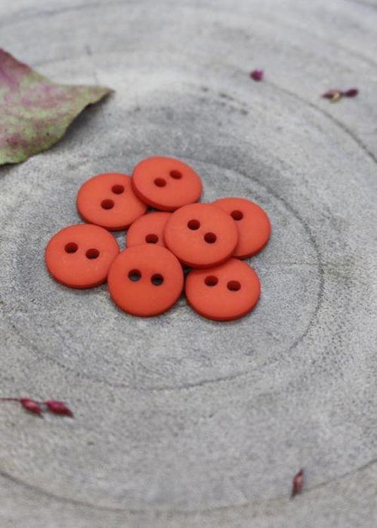 Classic Matt Buttons - Tangerine. 10mm, 12mm, 15mm.