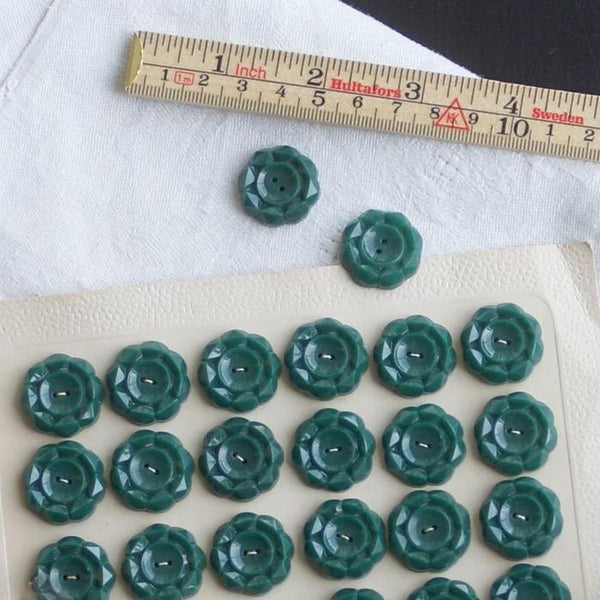 Vintage Geometric Buttons, Racing Green 22mm