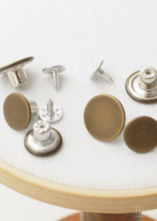 Jeans Buttons - pack of 5. Antique Bronze.  17mm or 14mm