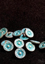 Metal Shank Buttons - copper with turquoise 15mm
