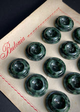 Vintage Buttons. Marbled Dark Green 24mm