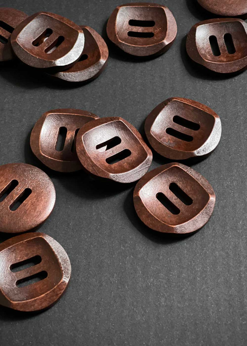 Wooden Coat Buttons, Dark Brown 30mm.