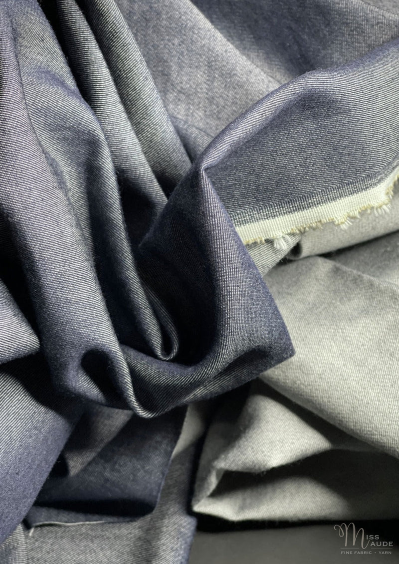 Wool Cotton Blend Chambray Fabric