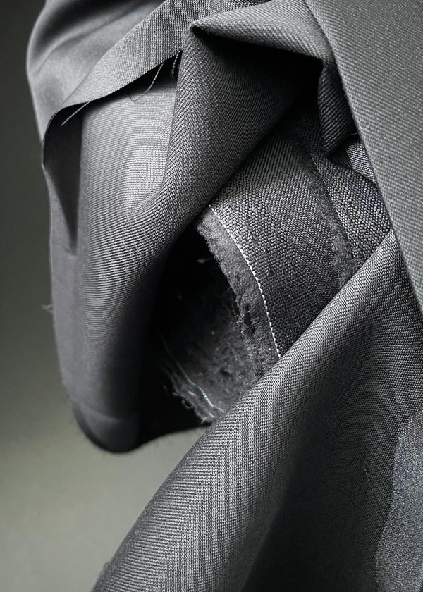 Black Twill Wool Viscose Suiting
