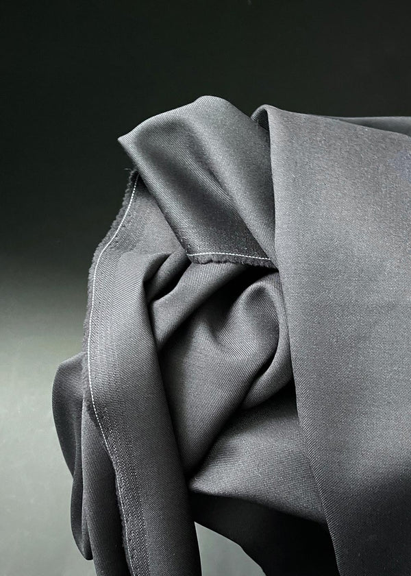 Black Twill Wool Viscose Suiting