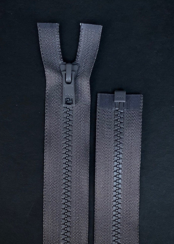 YKK, Open Ended Zip.  Vislon 5. Dark Grey